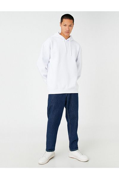 Koton Φούτερ Oversize με κουκούλα και μακρυμάνικο με ραβδώσεις