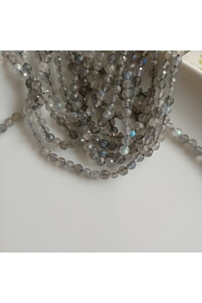 Mudita Tasarım 4 Mm Faset Kesim Orijinal Gerçek Doğal Labrodorit Taşı Kolye