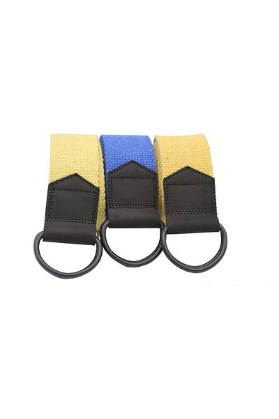 Anatolia Unisex 3-Piece Black Buckle Black Leather Yellow Saks Blue Yellow Woven Tactical Sport Denim Canvas Cloth Belt