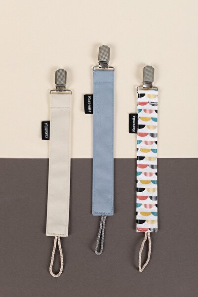 KARAMİLA 3’lü Erkek Bebek Set Bebek Emzik Askısı - Emzik Zinciri - Emzik Tuta...