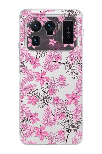 PrintiFy Xiaomi Mi 11 Ultra Uyumlu Kamera Korumalı Kapak Floral Pembe Tasarım...