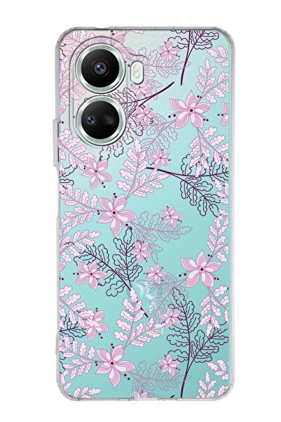 PrintiFy Huawei Nova 10 Se Uyumlu Kapak Floral Pudra Tasarımlı Şeffaf Silikon...
