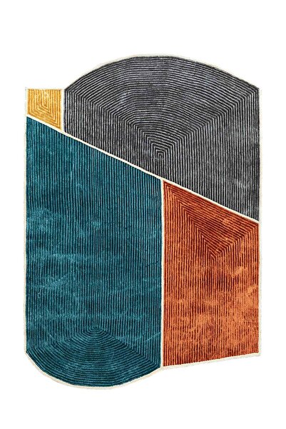 Rugs Modern Halı Mira 1234 Asimetrik Kesim Geometrik Çok Renkli Baskılı Dokum...