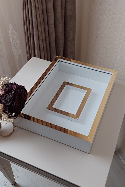 Verda Çerçeve 30x40 Cm LED-Free White-Gold Design Rose Box Memory Frame with Photo Section!Unnamed