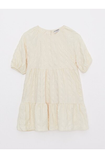 LC Waikiki Κοριτσίστικο κοντομάνικο φόρεμα με αυτοσχεδιασμό με λαιμόκοψη