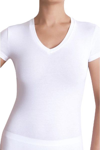 TheDon Tricou de damă The Don Organic Blended cu decolteu în V cu jumătate de mânecă, alb