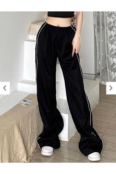 Gofeel Harajuku Couple Zip Detail Black Tracksuit Unisex Siyah Bol Paça Ayarl...