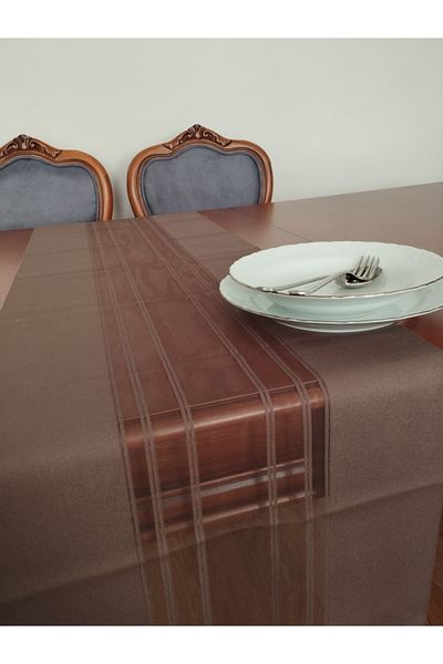 Ef Tasarım Brown Tulle Detailed Modern Runner