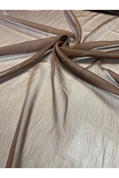 Kumaş sever قماش شيفون يوريو بلون القهوة، شال شيفون مزدوج الطول