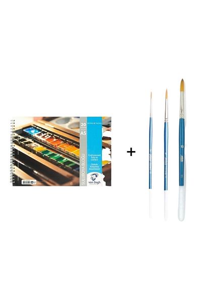 Talens Van Gogh Water Color Notebook A5 300grVe Pebeo 111 Watercolor Brush Set No: 2-6-10