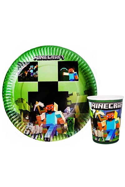 Kokoş Parti Minecraft Doğum Günü Tabak Bardak Seti