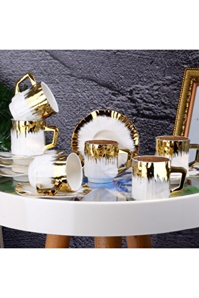 Kosova Pors.6lı Kahve Fincan Tk.(whıte& Gold)