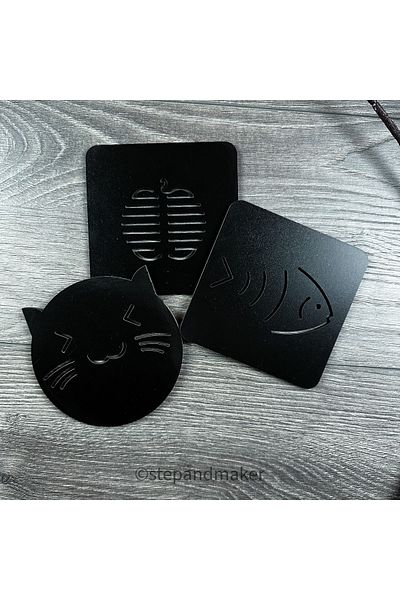 Step and Maker Black 3-Piece Trivet Set (Cup Base - Pan - Pot Etc.)