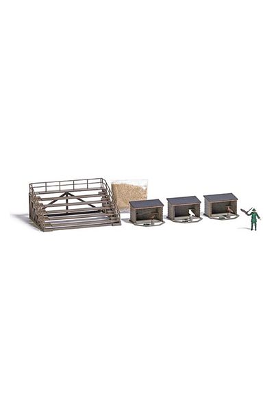 Busch 1:87 Ho Model Zoo Wild Living Park Birds And Trainer Set