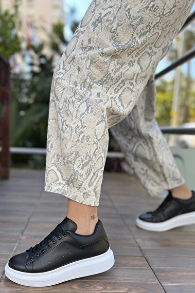 GNY AYAKKABI Γυναικείο ματ μαύρο λευκό αθλητικό παπούτσια