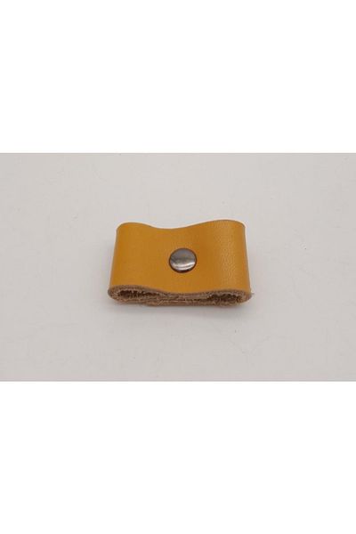 angel çanta aksesuar Mustard Color Genuine Leather Drawstring with Smoke Metal