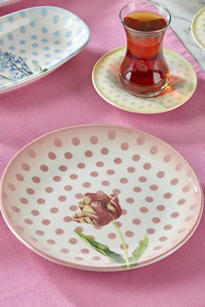 Neva N3484 Point 24 Parça Renkli Çiçek Desenli Porselen Kahvaltı Takımı