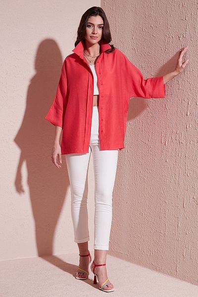 Lela Cămașă de vară oversize cu mâneci trei sferturi 514344036