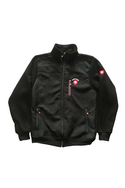 More Men's Black Bomber Jacket with Stand Collar and Inflatable Front Zipper