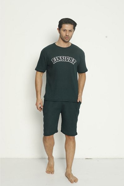 Ayans Pijama Ανδρικό Σετ Κάπρι με ραβδώσεις Oversize
