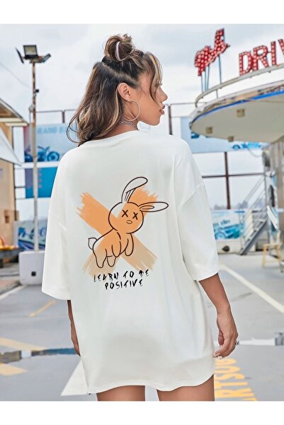 Machetta Μπλουζάκι Unisex από βαμβακερό μεγάλο εμπριμέ Positive Rabbit