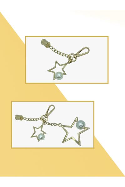 Aklar Malzeme Star Bag Ornament with Pearls Gold Set of 20