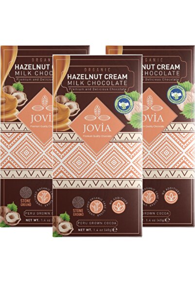 jovia premium quality chocolate Organik Sütlü Çikolata-fındık Kremalı 3'lü Av...