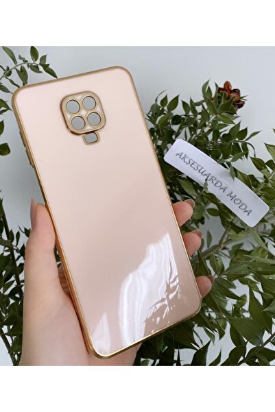 Aksesuarda Moda Note 9 Pro Uyumlu Gold Detaylı Parlak Lazer Kesim Kılıf