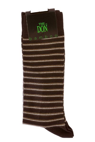 TheDon Мъжки чорапи The Don Thin Striped Bamboo K007c1 Тъмнокафяви
