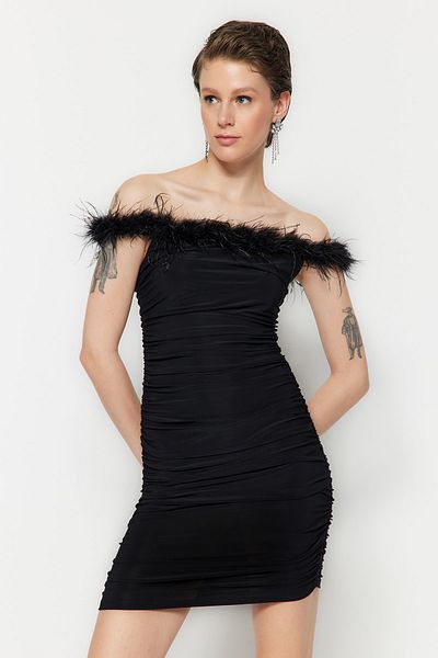 Trendyol Collection Otrisli Black Orme Вечірні сукні короткі TPRSS23EL00449