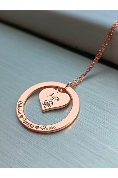 Satürn Silver Kuyumculuk Gümüş Kalpli Kolye Isimli Kalp Kolye Halkalı Kolye A...