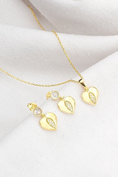 Silvano Jewelry 925 Ayar Gümüş Kalpli Takı Seti