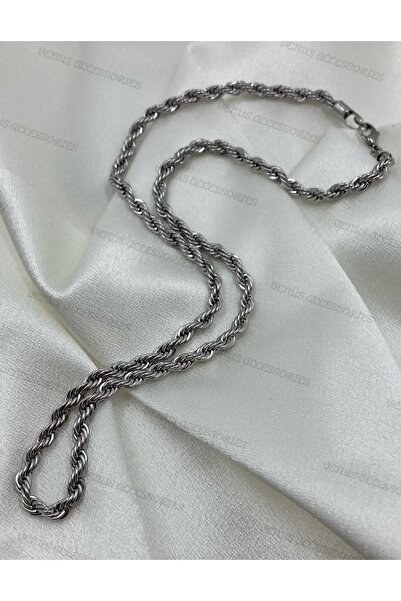 Venus Accecories Silver Twisted Steel Necklace