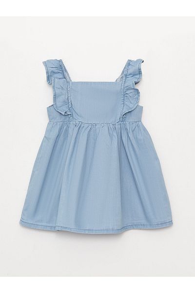 LC Waikiki Strappy Square Neck Jean Dress for Baby Girl