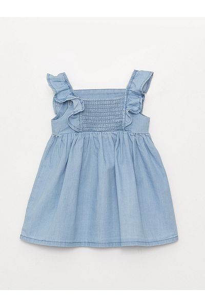 LC Waikiki Strappy Square Neck Jean Dress for Baby Girl