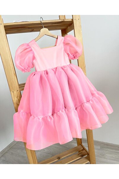 Asel Kids Girl's Balloon Model Pink Party Dress