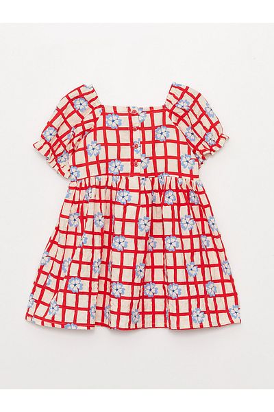 LC Waikiki Square Collar Patterned Baby Girl Dress