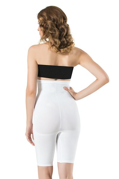 Miss Fit 34389 Women's White Seamless Ribbed Long Leg Silicone Non-Slip Corset 1 Size Slimming