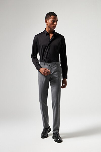 Damat Slim Fit Gri Kumaş Pantolon