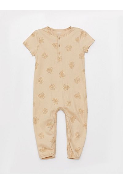 LC Waikiki Printed Short Sleeve Crew Neck Jumpsuit for Baby Boy