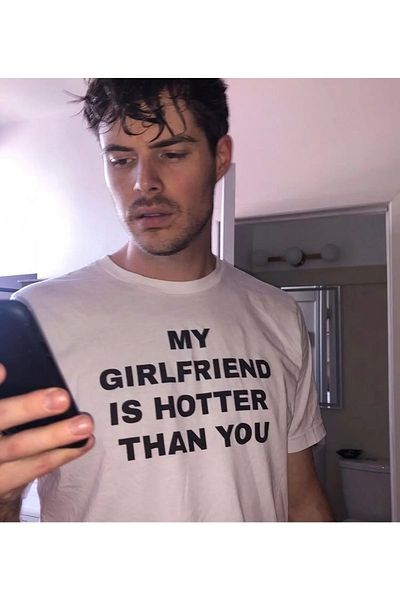 AMMA Unisex My Girlfriend Is Hotter Than You Written T-shirt