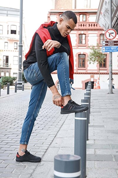 Jump 26611 Siyah - Kırmızı Erkek Kışlık Günlük Rahat Casual Yürüyüş Koşu Sneaker Spor Ayakkabı
