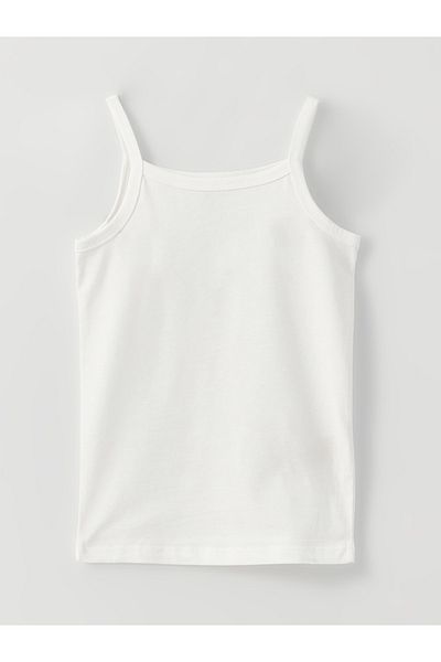 LC Waikiki Square Neck Strap Basic Cotton Baby Girl Undershirt, 2 Pack