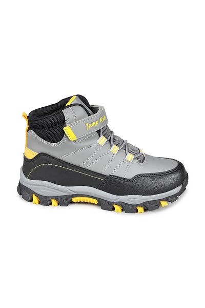 Jump 27788 Gray - Neon Yellow Unisex Children's Daily Thick Sole Sneaker Sports Boots