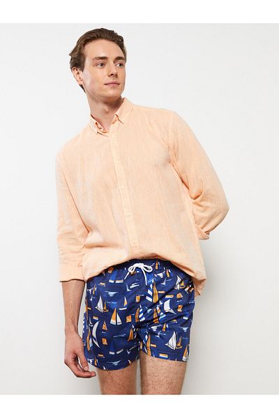 LC Waikiki Gemusterte Herren-Badeshorts in kurzer Länge
