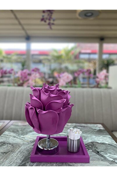 Maison Avf 2'li Set Mor Eva Gül Tasarım Kablosuz Masa Lambası - Alt Gümüş & M...