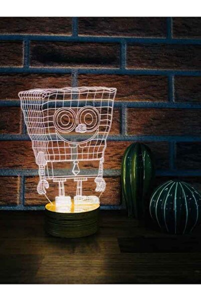BY-LAMP Sünger Bob Figürlü Dekoratif Hediye Led Masa Lambası | 7 Işık Rengi |...