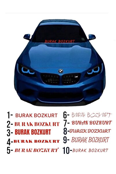EYBA STİCKER Isme Özel Yazı 55x10cm Kırmızı Ön Cam Sticker Araç Oto Traktör