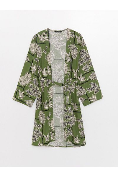LC Waikiki Schalkragen gemusterter Langarm Oversize Damen Kimono