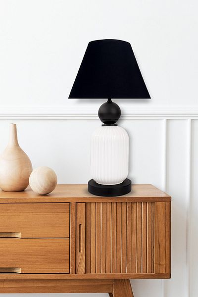 MINIMAL ETICARET VE BILGI TEKNOLOJILERI Lotus Opal Black - White Cone Glass Lampshade